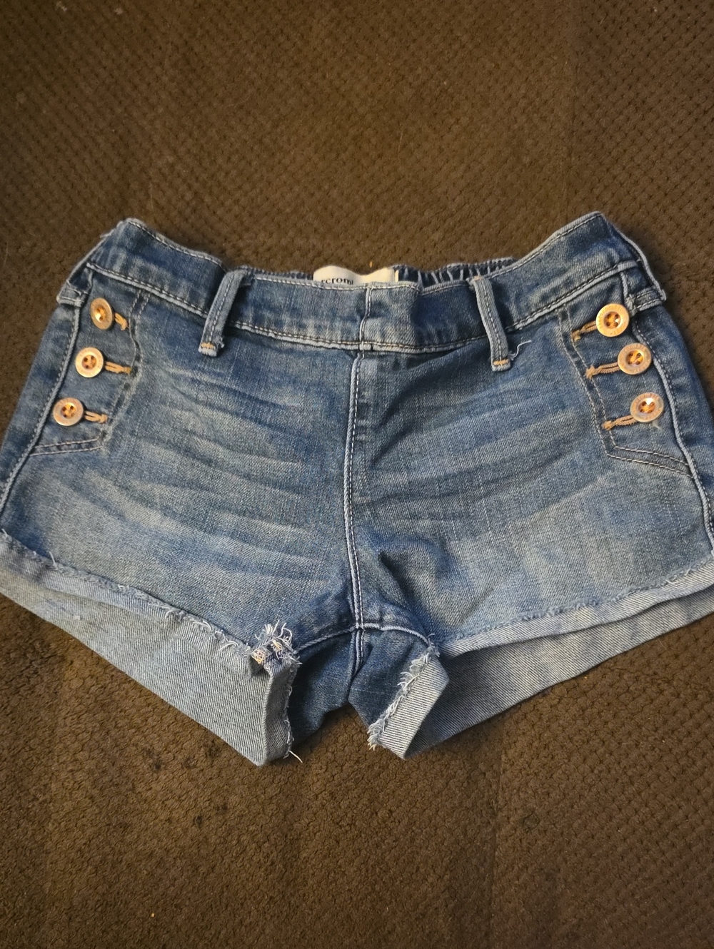 ABERCROMBIE & FITCH KIDS: Girls Blue Denim Button-Accent Shorts, Size 11/12